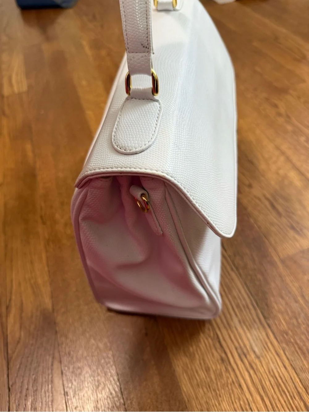 Preston & York White Textured Top-Handle Shoulder Bag